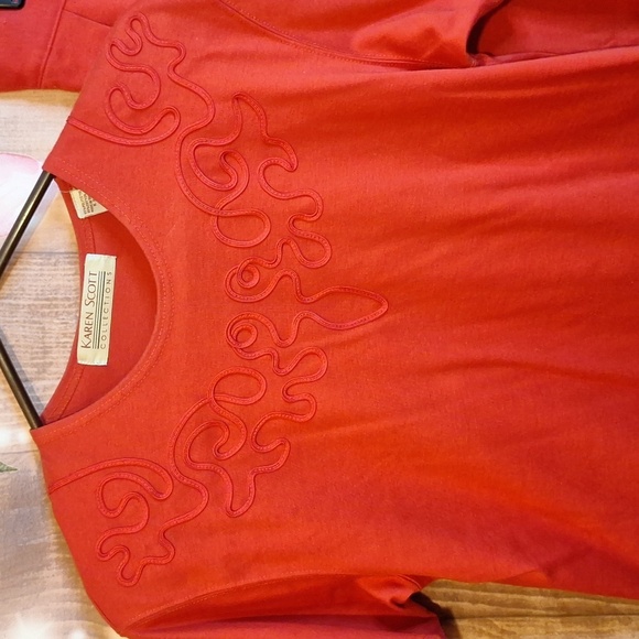 KAREN SCOTT RED MATCHING SET VINTAGE OUTFIT MEDIUM - Picture 3 of 9